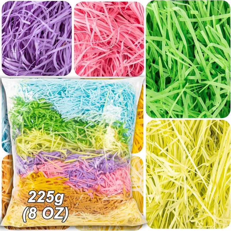 Kiddokids Colorful Easter Basket Grass, Crinkle Cut Paper Shred Gift Filler for Gift Weddings, Boxes Bags, Easter Hunt Basket Filling, Grass Stuffer, Party Decoration 225g (8oz) - Image 3